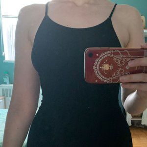 Reformation Black ribbed midi bodycon dress size S